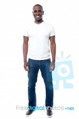 Casual Man Posing On White Background Stock Photo