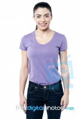 Casual Pose Of Young Woman Stock Photo