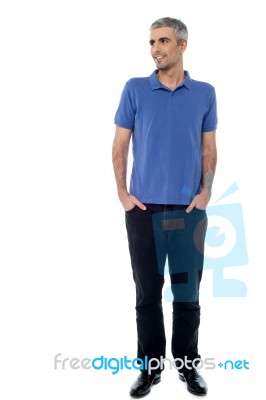 Casual Shot Of Smiling Relaxed Male Model Stock Photo