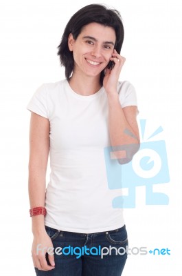 Casual Woman On The Phone Stock Photo