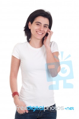 Casual Woman On The Phone Stock Photo