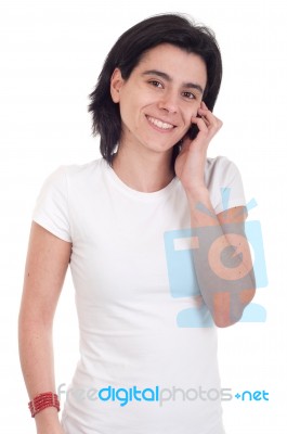 Casual Woman On The Phone Stock Photo