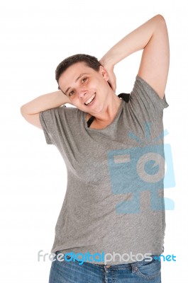 Casual Woman Relaxing Stock Photo