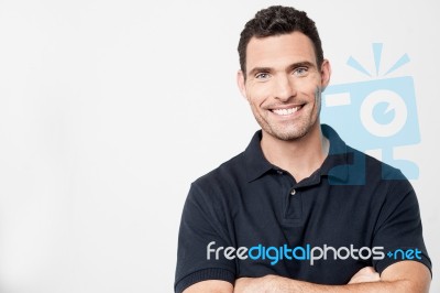 Casual Young Man Looking At Camera Stock Photo