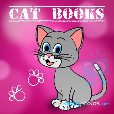 Cat Books Indicates Learn Education And Felines Stock Image