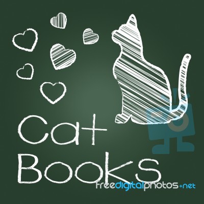 Cat Books Means Pets Cats And Felines Stock Image