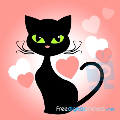 Cat Hearts Means In Love And Kittens Stock Image