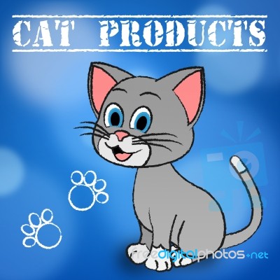 Cat Products Means Felines Kitten And Purchases Stock Image