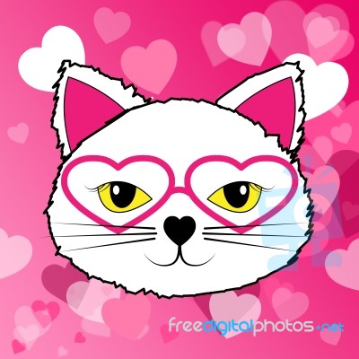 Cat With Hearts Means In Love And Compassion Stock Image