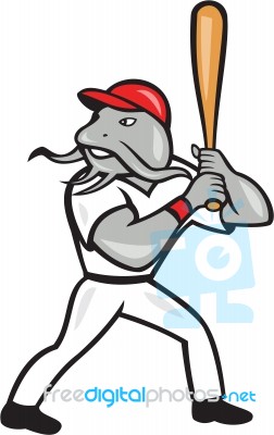 Catfish Baseball Hitter Batting Full Isolated Cartoon Stock Image