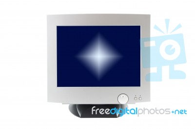 Cathode Ray Tube Monitor On White Background Stock Photo