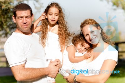 Caucasian Family In The Park Stock Photo