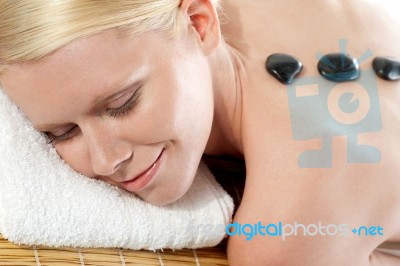 Caucasian Female Relaxing In Spa Stock Photo