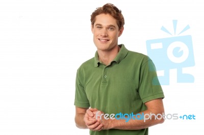 Caucasian Male Model Posing Casually Stock Photo