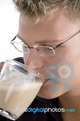 Caucasian Man Drinking Tea Stock Photo