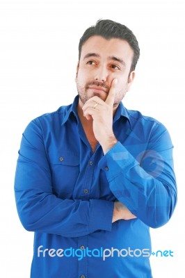 Caucasian Man Thinking Stock Photo