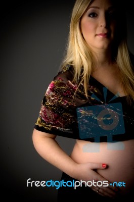 Caucasian Pregnant Female Stock Photo