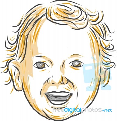 Caucasian Toddler Smiling Drawing Stock Image