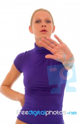  Caucasian Woman Gesticulate Stock Photo