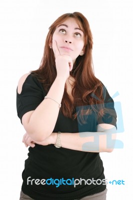 Caucasian Woman Thinking Stock Photo