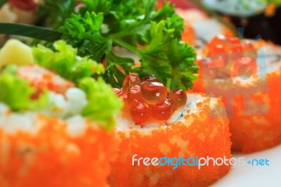 Caviare Sushi Stock Photo