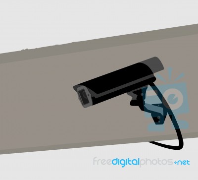 Cctv Camera Silhouette Scene Stock Image