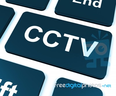 Cctv Key Shows Camera Monitoring Or Online Surveillance Stock Image