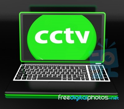 Cctv Laptop Monitoring Shows Security Protection Or Online Surve… Stock Image