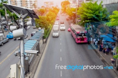 Cctv On The Road In The City Stock Photo