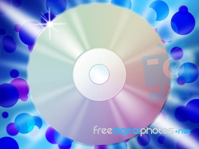 Cd Background Means Listening To Songs And Blue Bubbles
 Stock Image