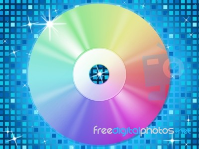 Cd Background Means Music Party And Blue Squares Stock Image