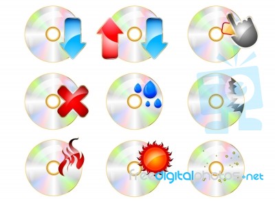 Cd Rom Icon Set Stock Image