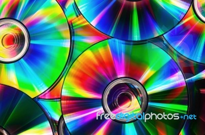 Cds With Rainbow Colors Stock Photo