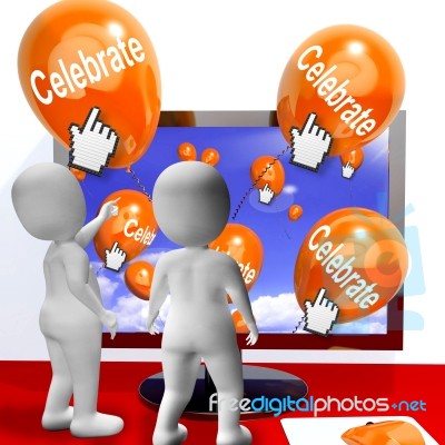 Celebrate Balloons Mean Parties And Celebrations Internet Stock Image