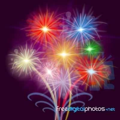 Celebrate Fireworks Shows Explosion Background And Celebrating Stock Image