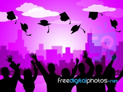 Celebrate Graduation Indicates Party School And Develop Stock Image