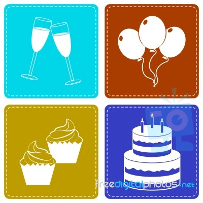 Celebrate Icons Indicate Party Joy And Fun Stock Image