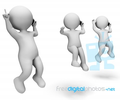 Celebrate Jump Indicates Fun Jumping And Happy 3d Rendering Stock Image