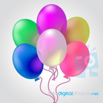 Celebrate With Balloons Indicates Joy Cheerful And Celebrates Stock Image