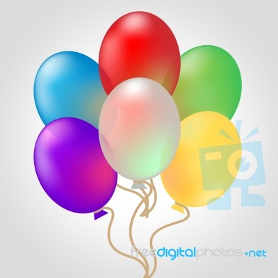 Celebrate With Balloons Shows Decoration And Celebration Stock Image