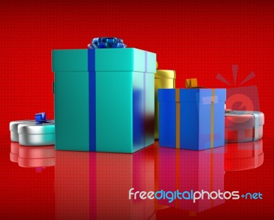 Celebration Giftbox Indicates Joy Giftboxes And Occasion Stock Image