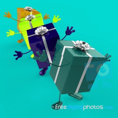 Celebration Giftboxes Indicates Fun Joy And Giving Stock Image