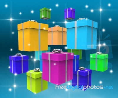 Celebration Giftboxes Indicates Fun Surprise And Surprises Stock Image