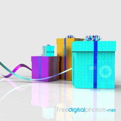 Celebration Giftboxes Means Parties Giving And Fun Stock Image