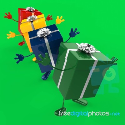 Celebration Giftboxes Shows Celebrations Wrapped And Gift-box Stock Image