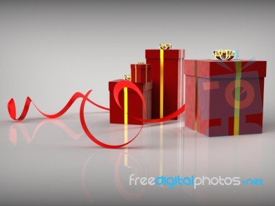 Celebration Giftboxes Shows Gift-box Greeting And Wrapped Stock Image