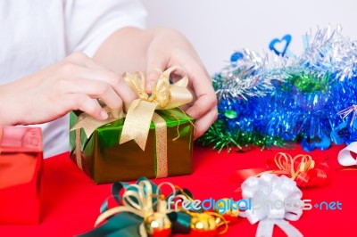 Celebration Theme With Christmas & New Year Gifts Stock Photo