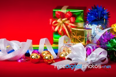 Celebration Theme With Christmas & New Year Gifts Stock Photo