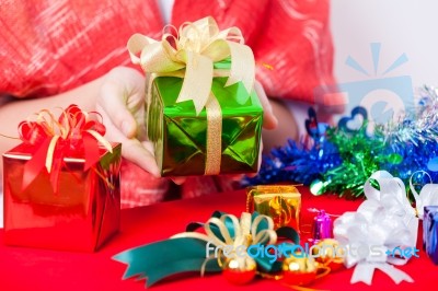 Celebration Theme With Christmas & New Year Gifts Stock Photo