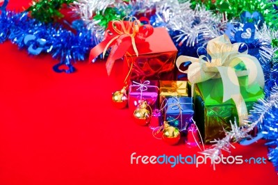 Celebration Theme With Christmas & New Year Gifts Stock Photo